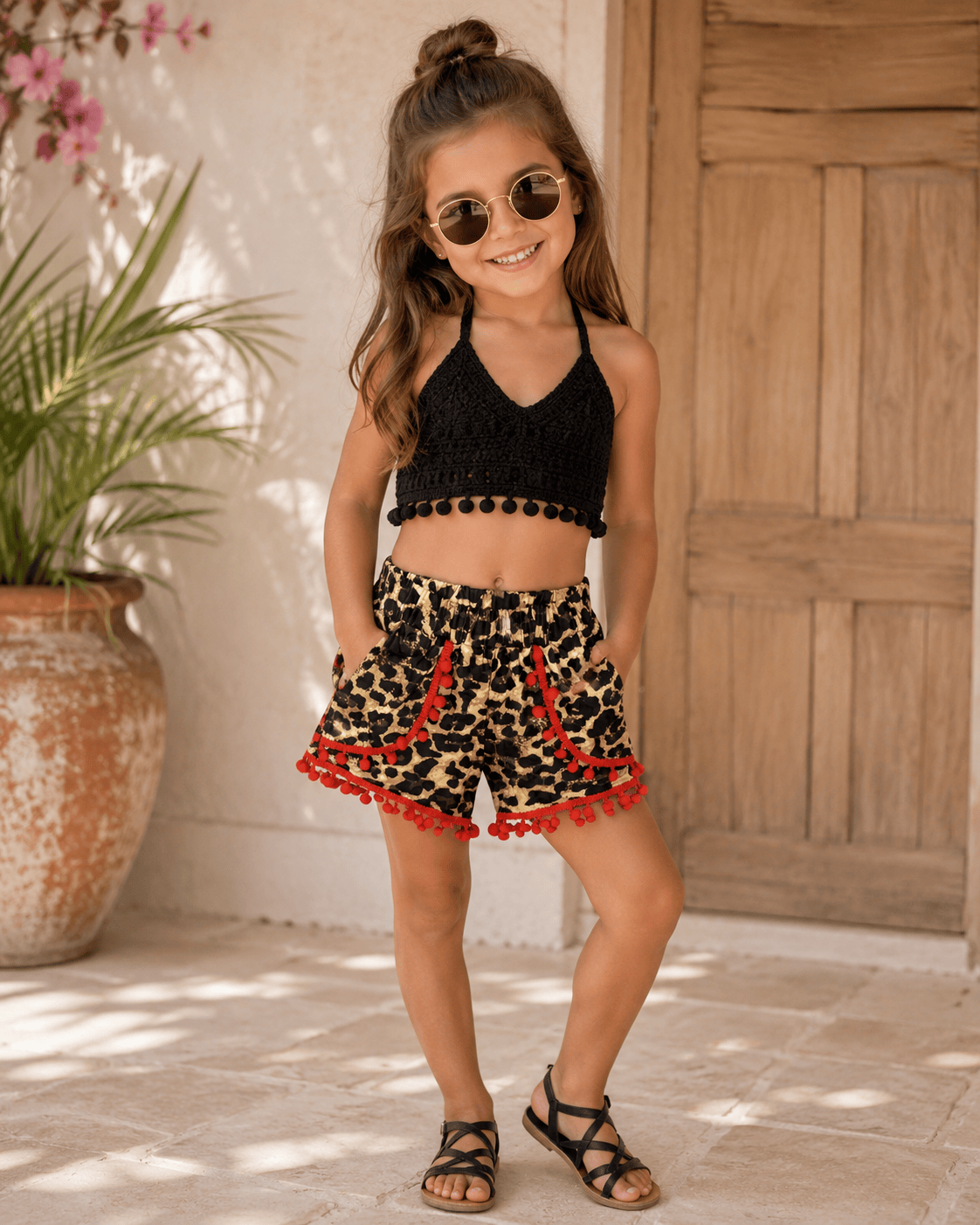 ILTEX Apparel Kids Clothing Cheetah Pom Pom Shorts Kids