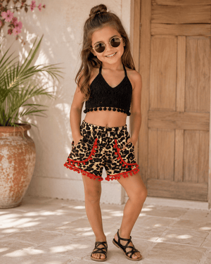 ILTEX Apparel Kids Clothing Cheetah Pom Pom Shorts Kids