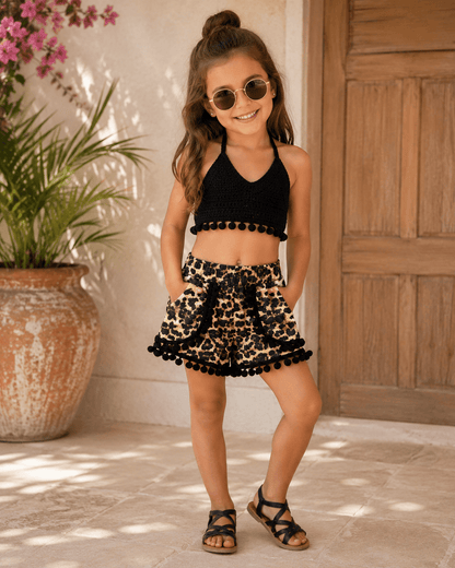 ILTEX Apparel Kids Clothing Cheetah Pom Pom Shorts Kids