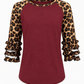ILTEX Apparel Kids Clothing Cheetah Print Burgundy Ruffle Raglan Kids