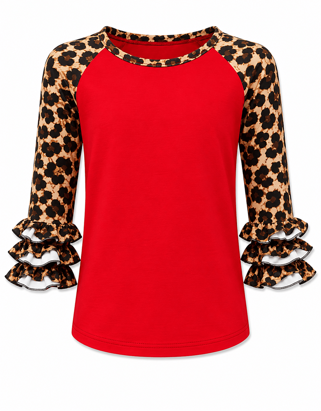ILTEX Apparel Kids Clothing Cheetah Print Red Ruffle Raglan Kids