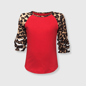 ILTEX Apparel Kids Clothing Cheetah Print Red Ruffle Raglan Kids
