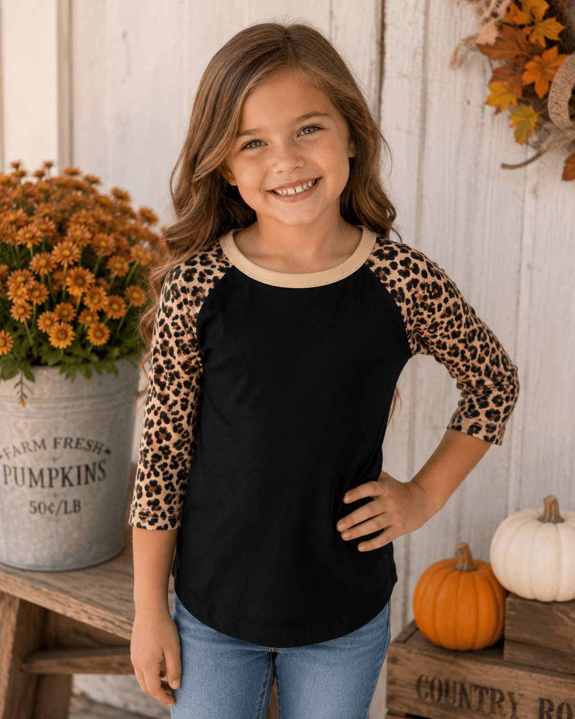 ILTEX Apparel Kids Clothing Cheetah Raglan Black/Cheetah Kids