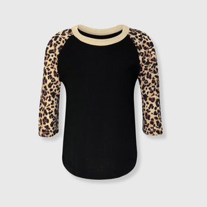 ILTEX Apparel Kids Clothing Cheetah Raglan Black/Cheetah Kids