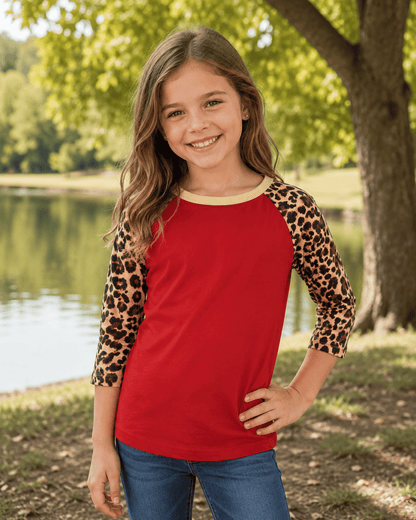 ILTEX Apparel Kids Clothing Cheetah Raglan Red/Cheetah Kids