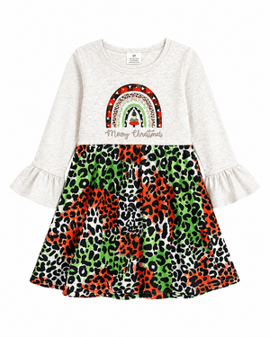 ILTEX Apparel Kids Clothing Cheetah Red Green 'Merry Christmas' Dress