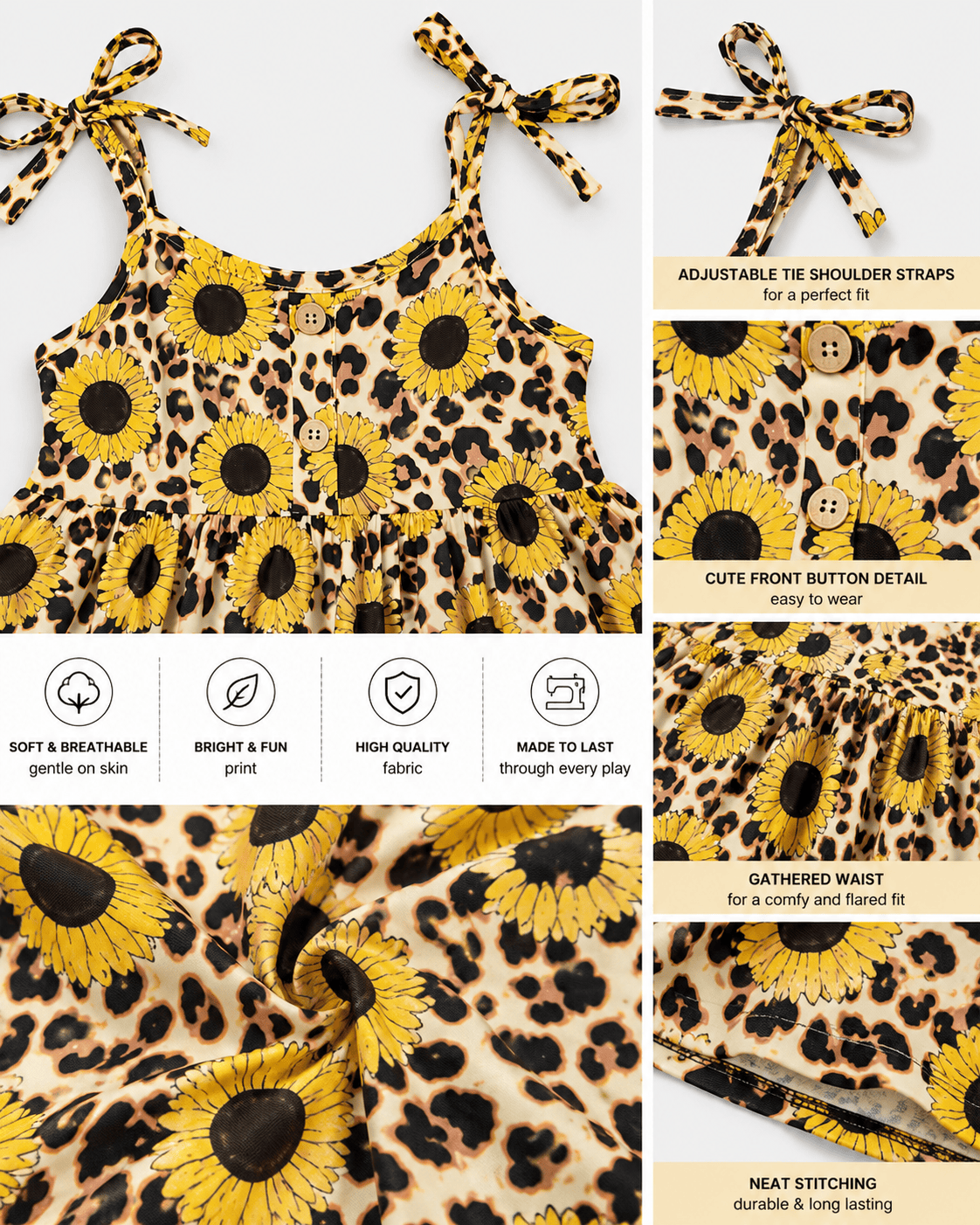 ILTEX Apparel Kids Clothing Cheetah Sunflower Dress Kids