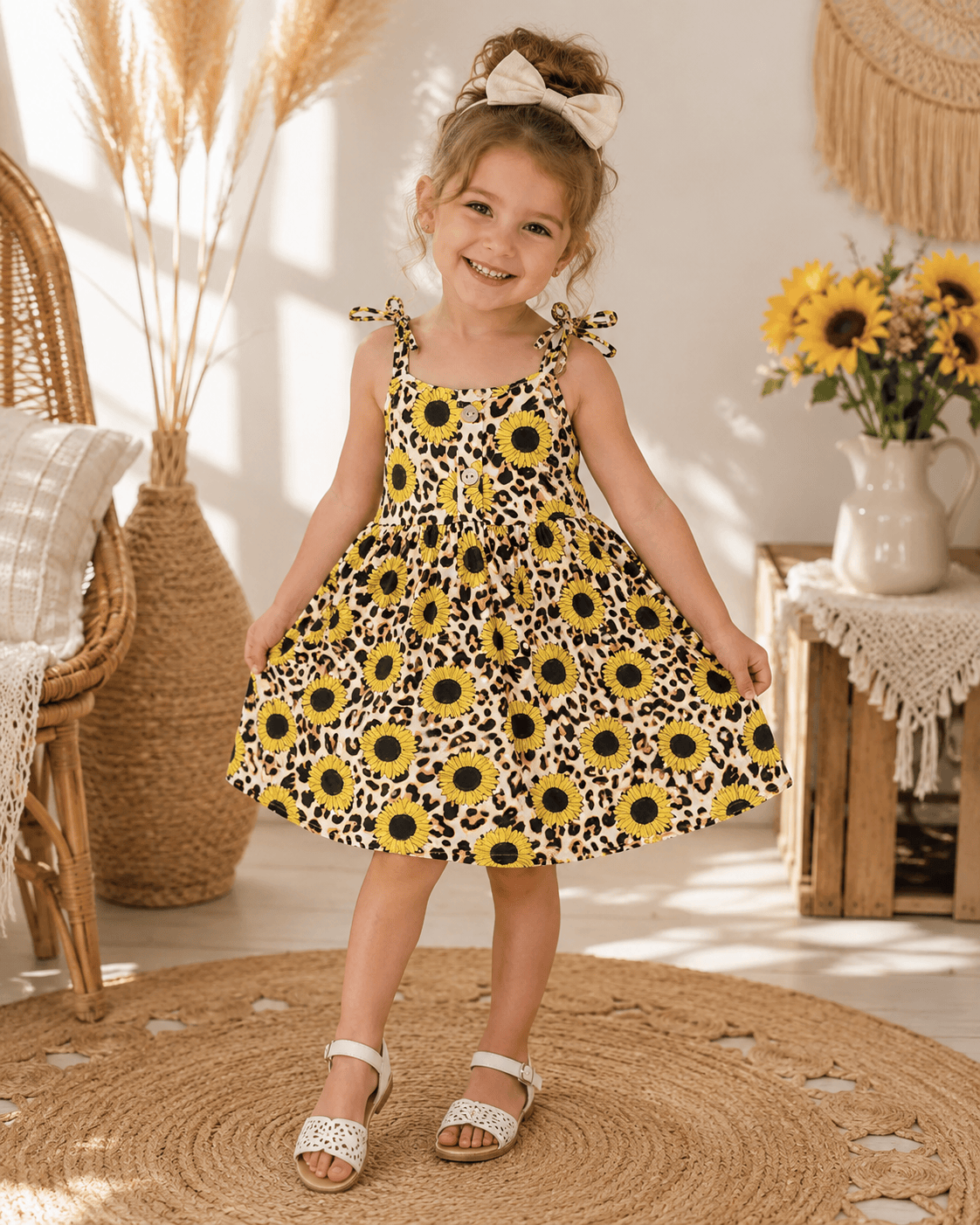 ILTEX Apparel Kids Clothing Cheetah Sunflower Dress Kids