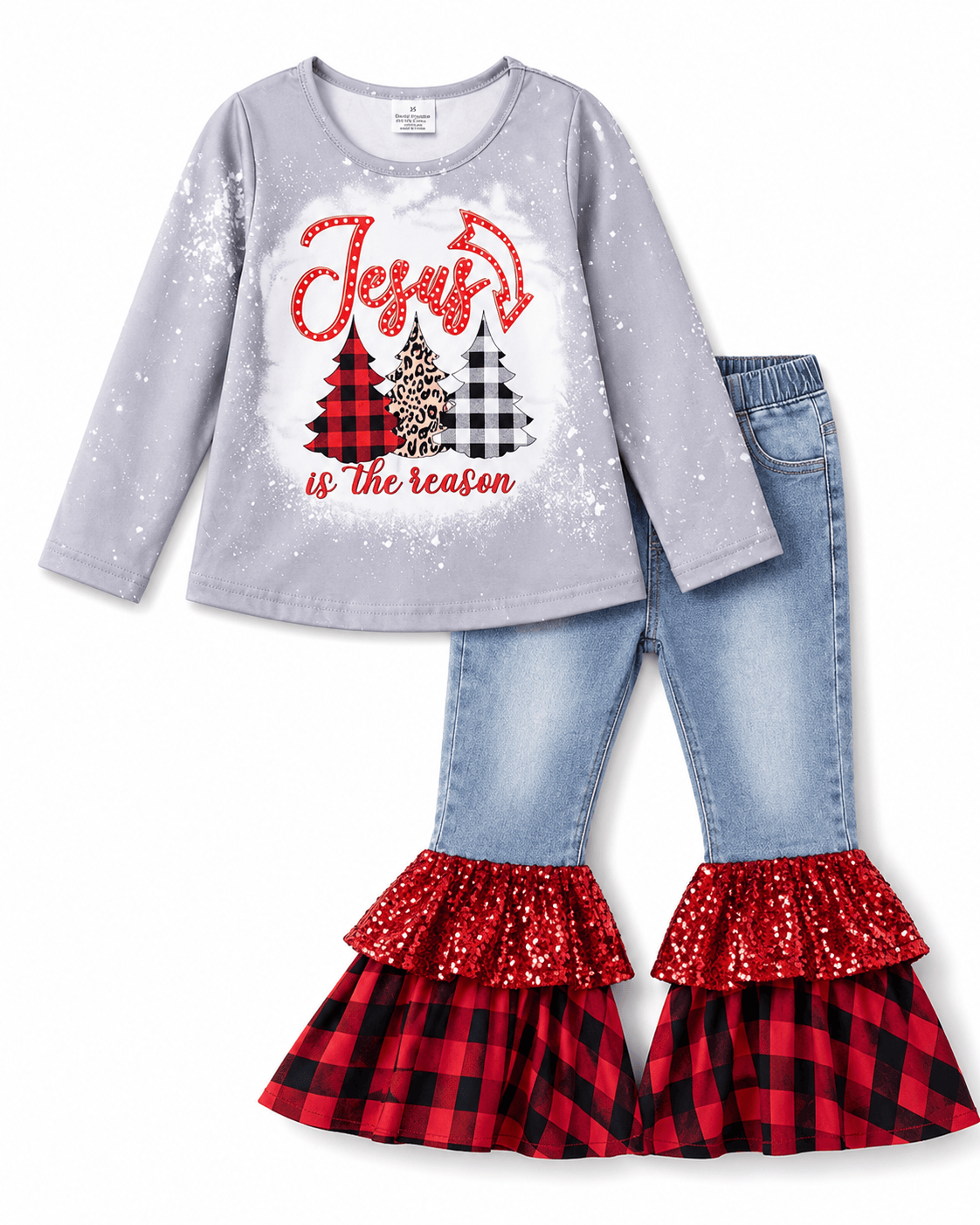 ILTEX Apparel Kids Clothing Christmas Bleached 'Jesus is The Reason' Bell Bottom Outfit