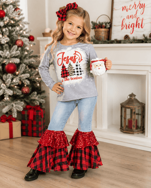 ILTEX Apparel Kids Clothing Christmas Bleached 'Jesus is The Reason' Bell Bottom Outfit