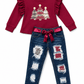 ILTEX Apparel Kids Clothing Christmas Tree Burgundy Pant Outfit