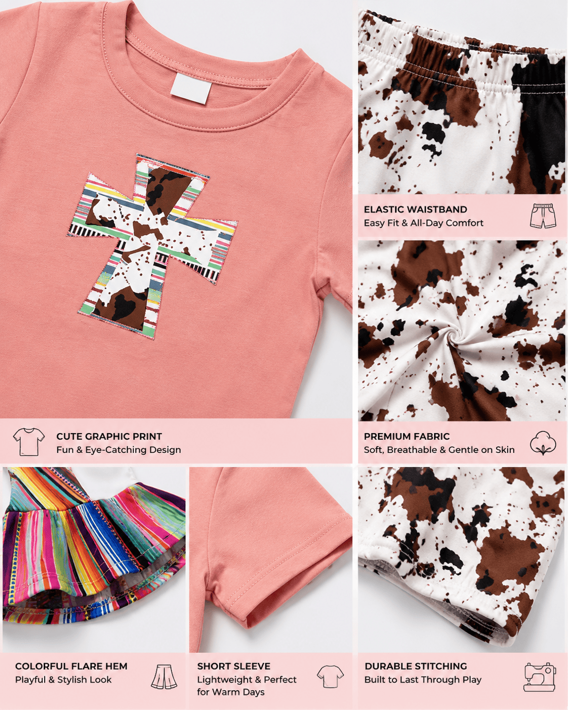 ILTEX Apparel Kids Clothing Cow Cross Serape Kids Outfit