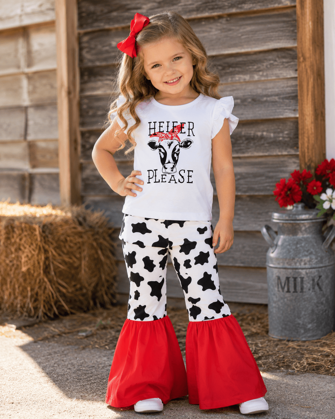 ILTEX Apparel Kids Clothing Cow 'Heifer Please' White Kids Outfit