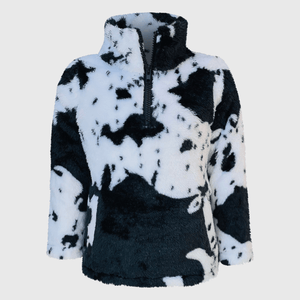 ILTEX Apparel Kids Clothing Cow Print Black White Sherpa Pullover Kids