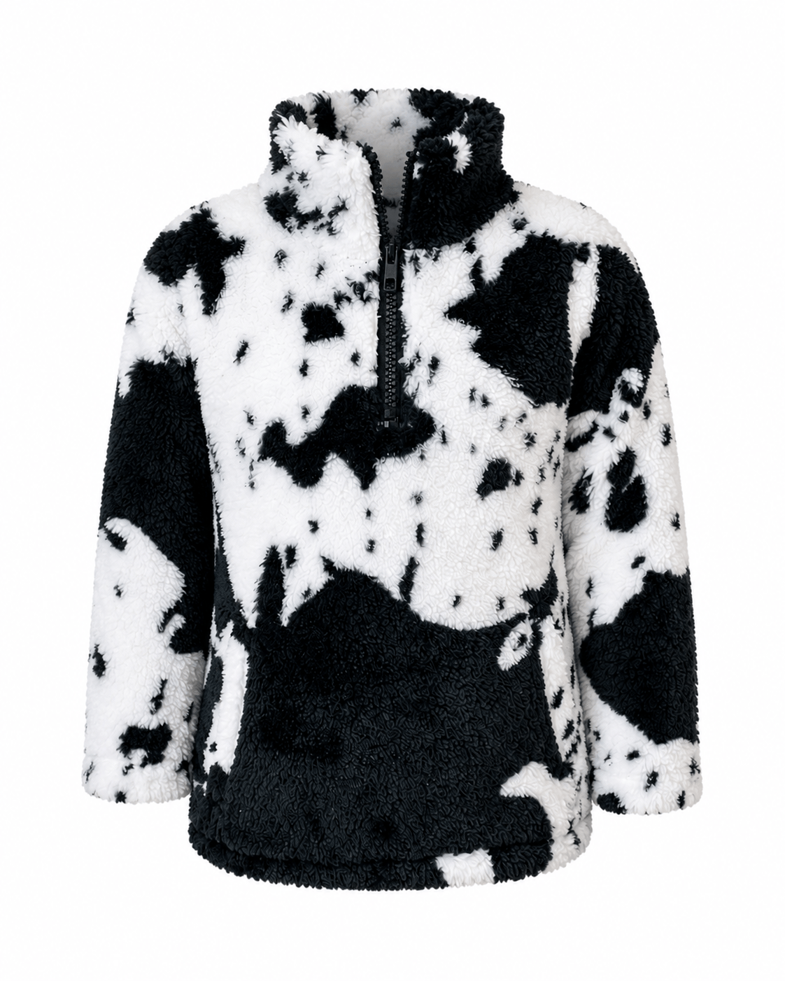 ILTEX Apparel Kids Clothing Cow Print Black White Sherpa Pullover Kids