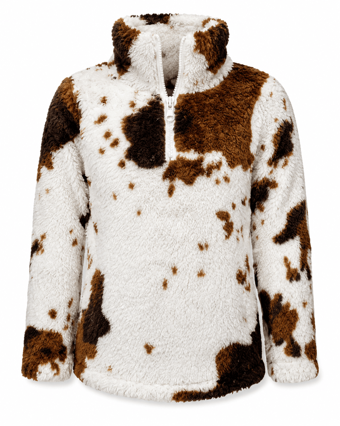 ILTEX Apparel Kids Clothing Cow Print Brown White Sherpa Pullover Kids
