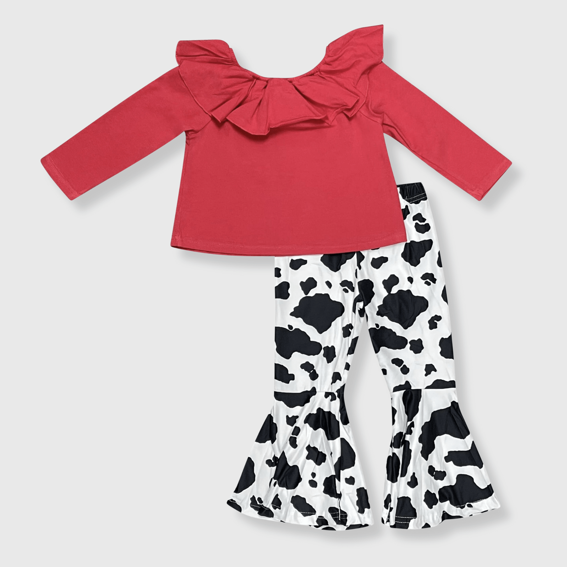 ILTEX Apparel Kids Clothing Cow Print Red Off The Shoulder Outfit Kids
