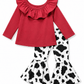 ILTEX Apparel Kids Clothing Cow Print Red Off The Shoulder Outfit Kids