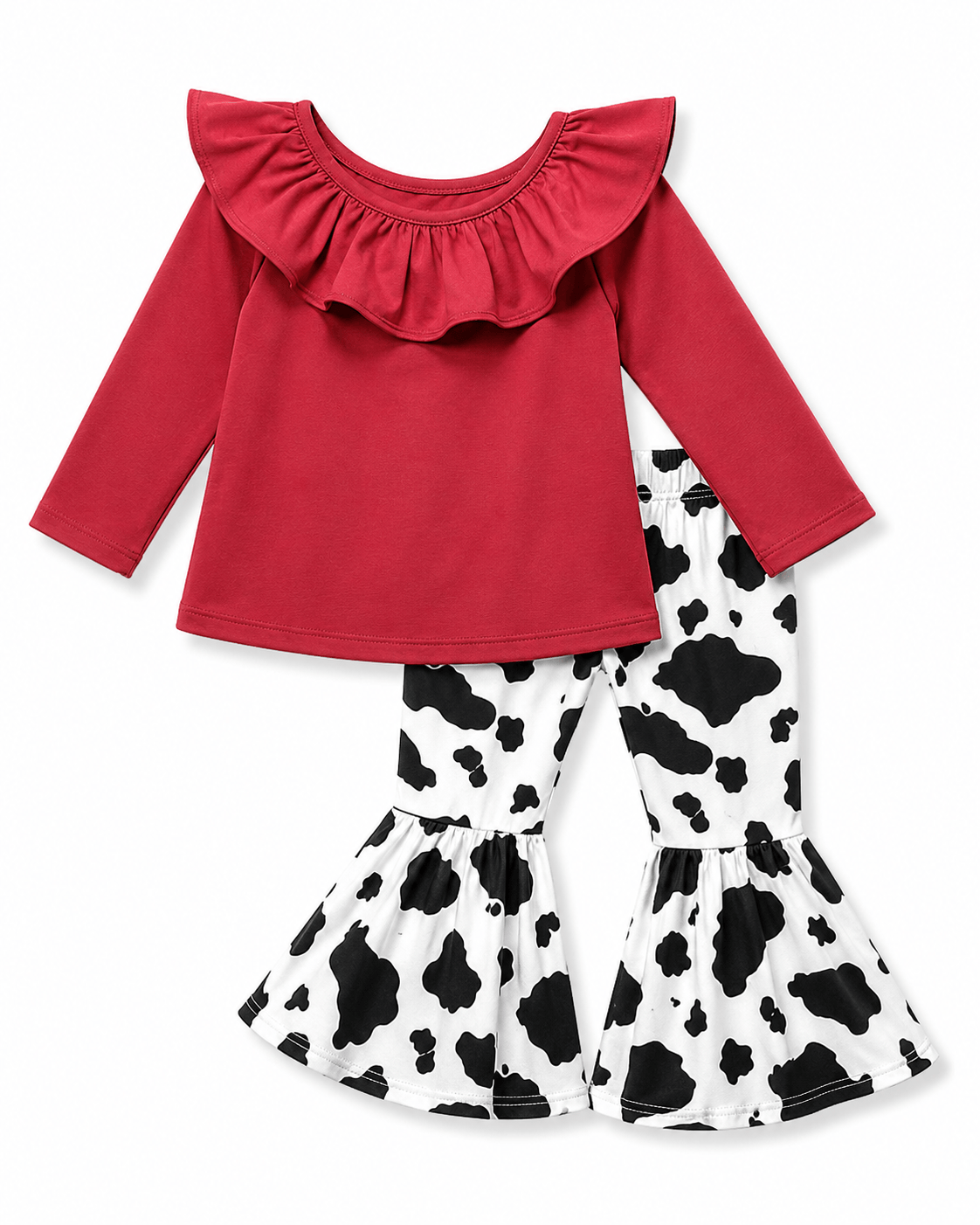 ILTEX Apparel Kids Clothing Cow Print Red Off The Shoulder Outfit Kids