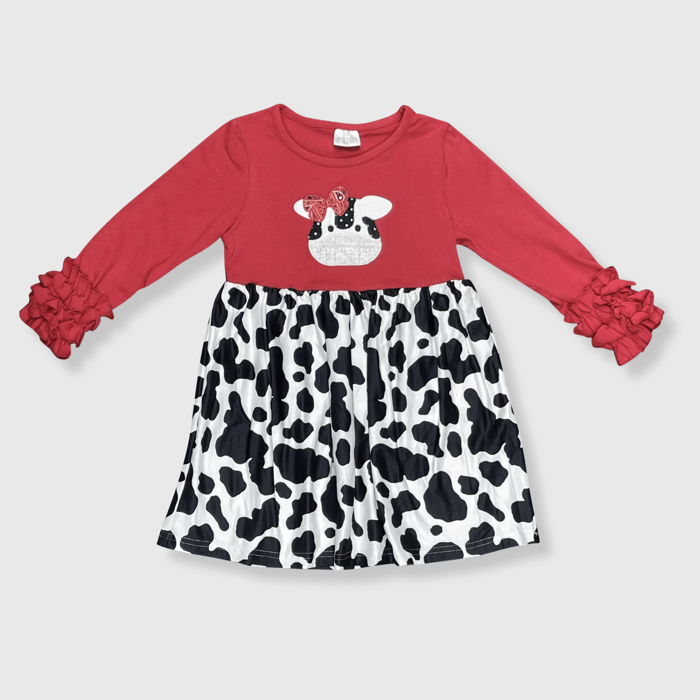 ILTEX Apparel Kids Clothing Cow Red Black Ruffle Dress