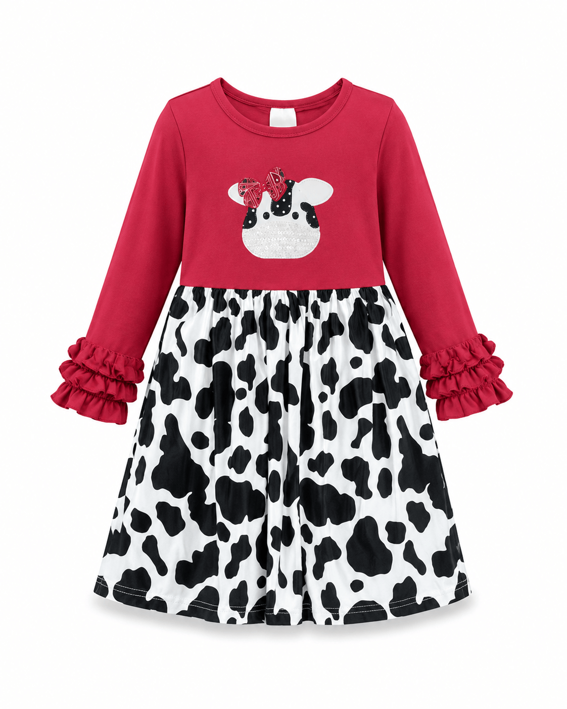 ILTEX Apparel Kids Clothing Cow Red Black Ruffle Dress