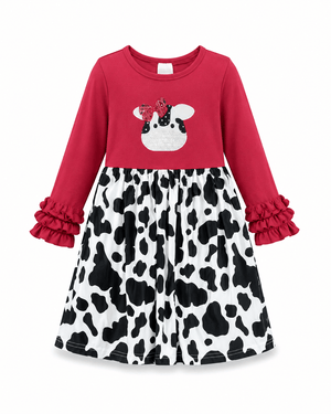 ILTEX Apparel Kids Clothing Cow Red Black Ruffle Dress