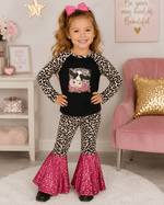 ILTEX Apparel Kids Clothing Cow 'Smooches' Black Cheetah Sequin Outfit Kids
