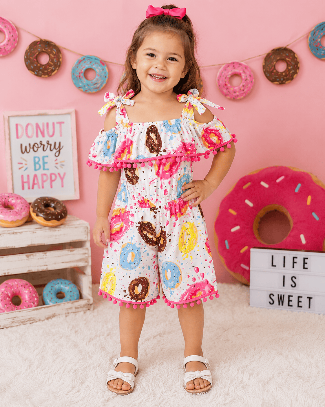 ILTEX Apparel Kids Clothing Donut Pom Pom Romper Kids