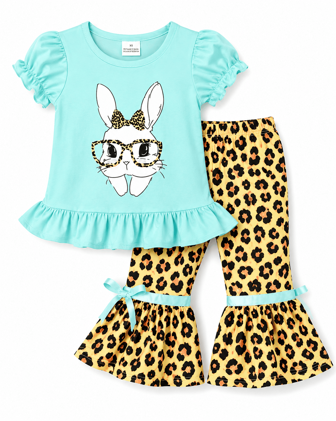 ILTEX Apparel Kids Clothing Easter Bunny Mint Cheetah Outfit