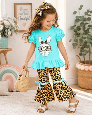 ILTEX Apparel Kids Clothing Easter Bunny Mint Cheetah Outfit