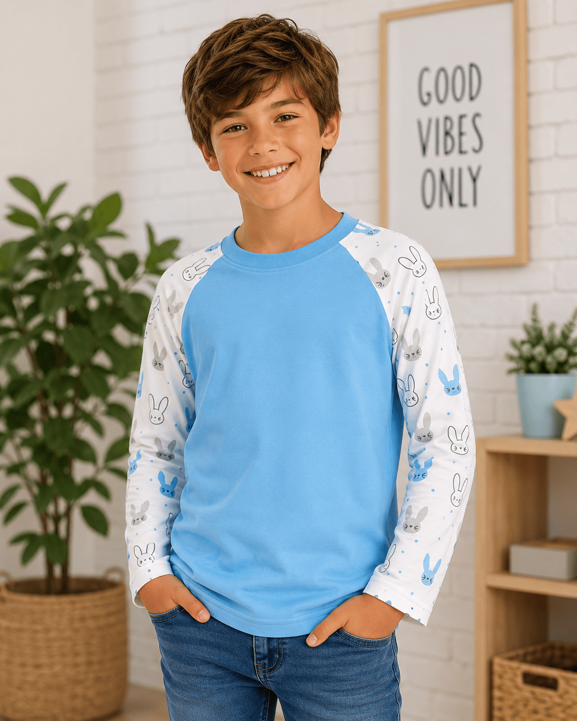 ILTEX Apparel Kids Clothing Easter Gray Blue Bunny Top Kids