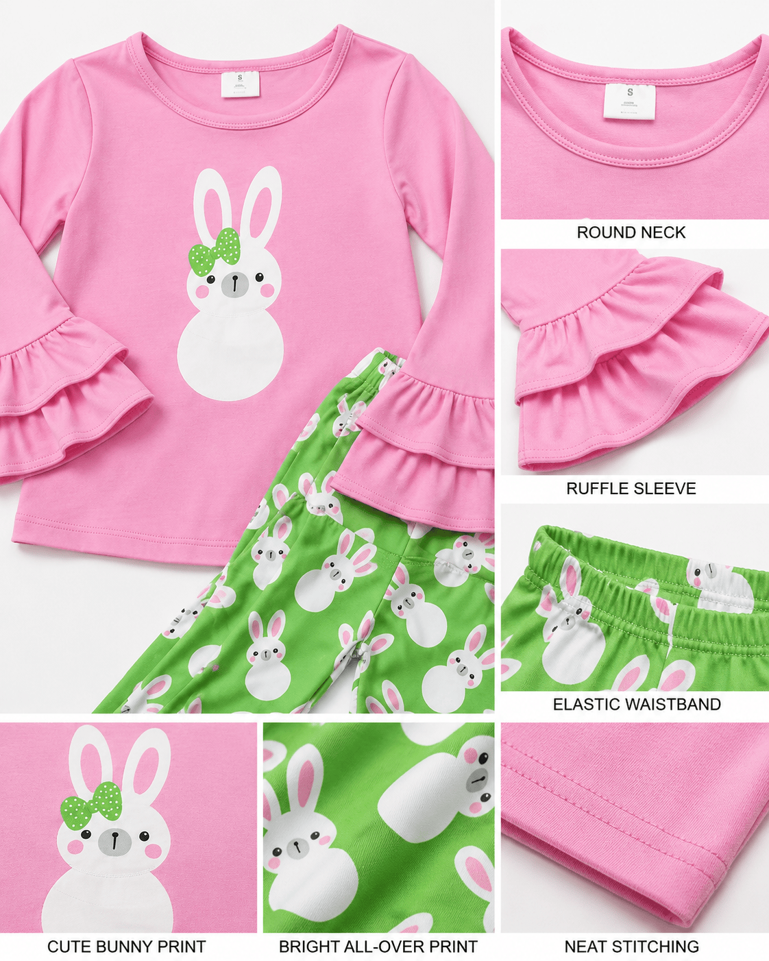 ILTEX Apparel Kids Clothing Easter Pink Green Bunny Outfit Kids