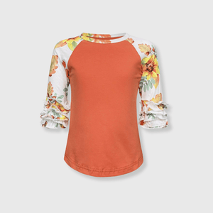 ILTEX Apparel Kids Clothing Floral Autumn Orange Ruffle Raglan Kids