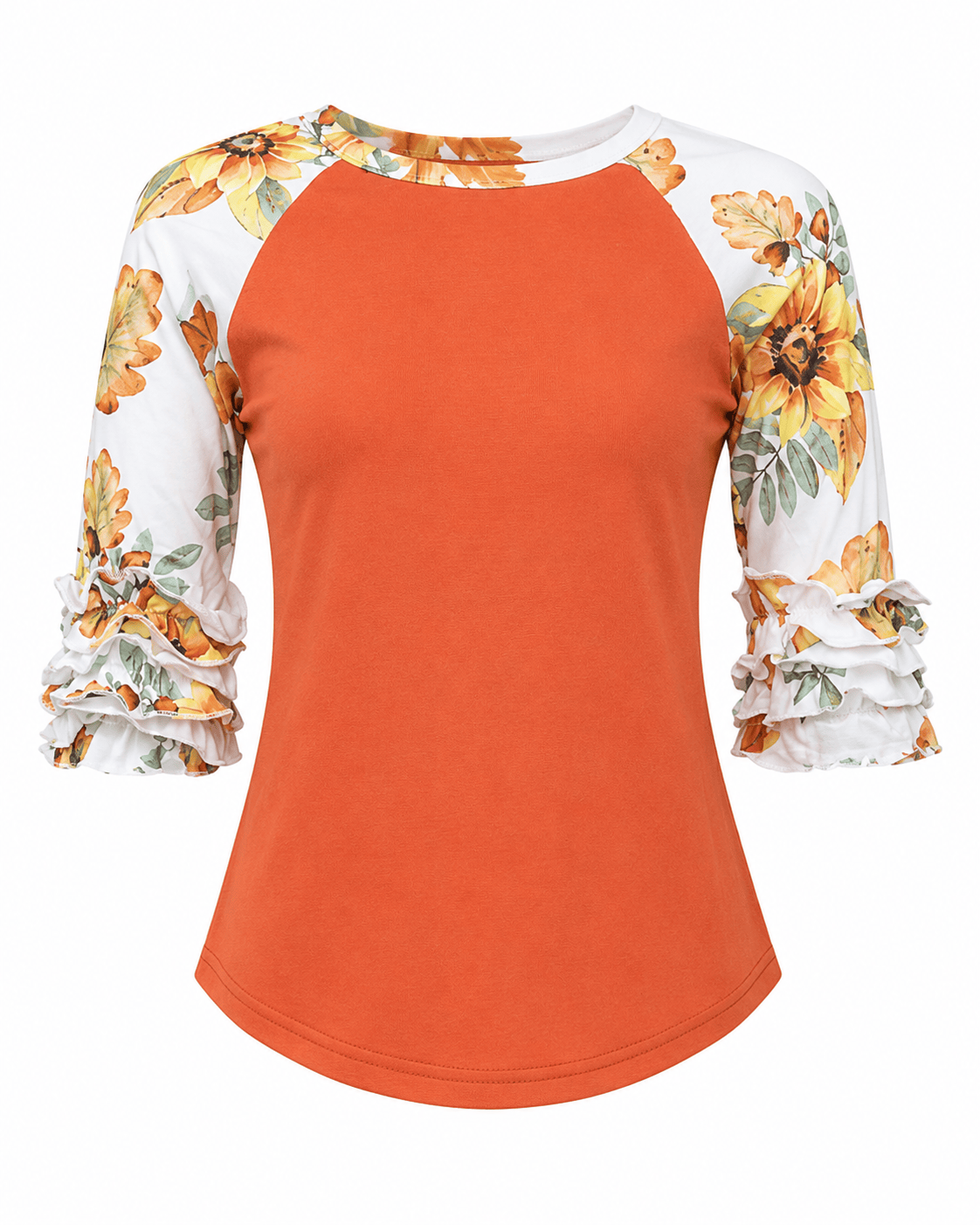 ILTEX Apparel Kids Clothing Floral Autumn Orange Ruffle Raglan Kids