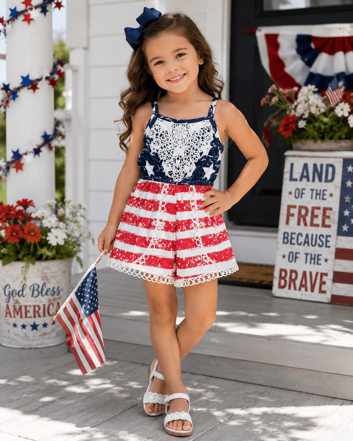 ILTEX Apparel Kids Clothing Fourth of July Lace Romper Kids