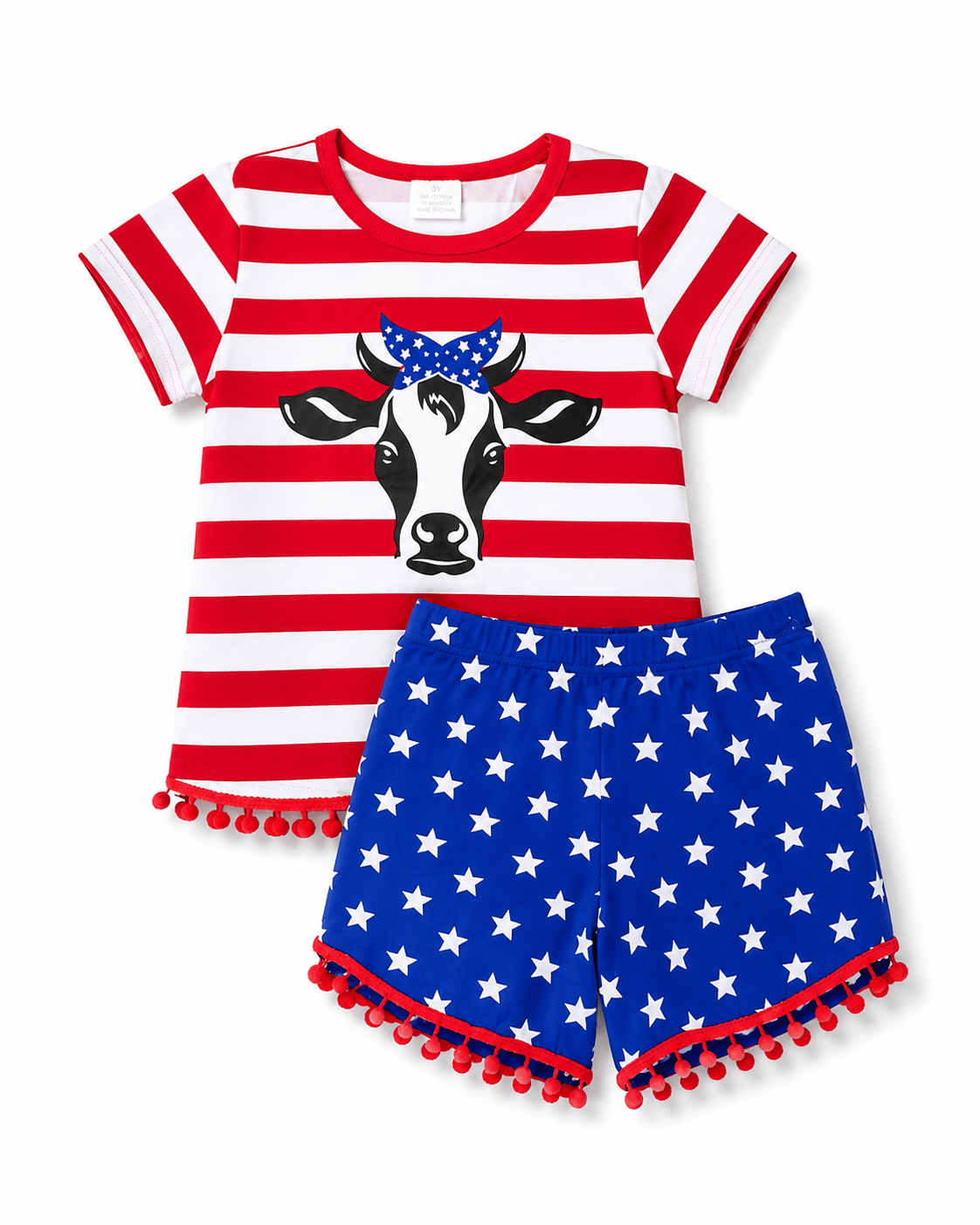 ILTEX Apparel Kids Clothing Fourth of July Stars & Striped Cow Outfit