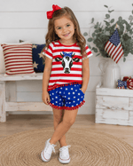 ILTEX Apparel Kids Clothing Fourth of July Stars & Striped Cow Outfit