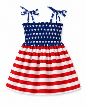 ILTEX Apparel Kids Clothing Girl's Ruched American Flag Sundress