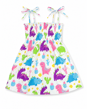 ILTEX Apparel Kids Clothing Girl's Ruched Dinosaur Sundress