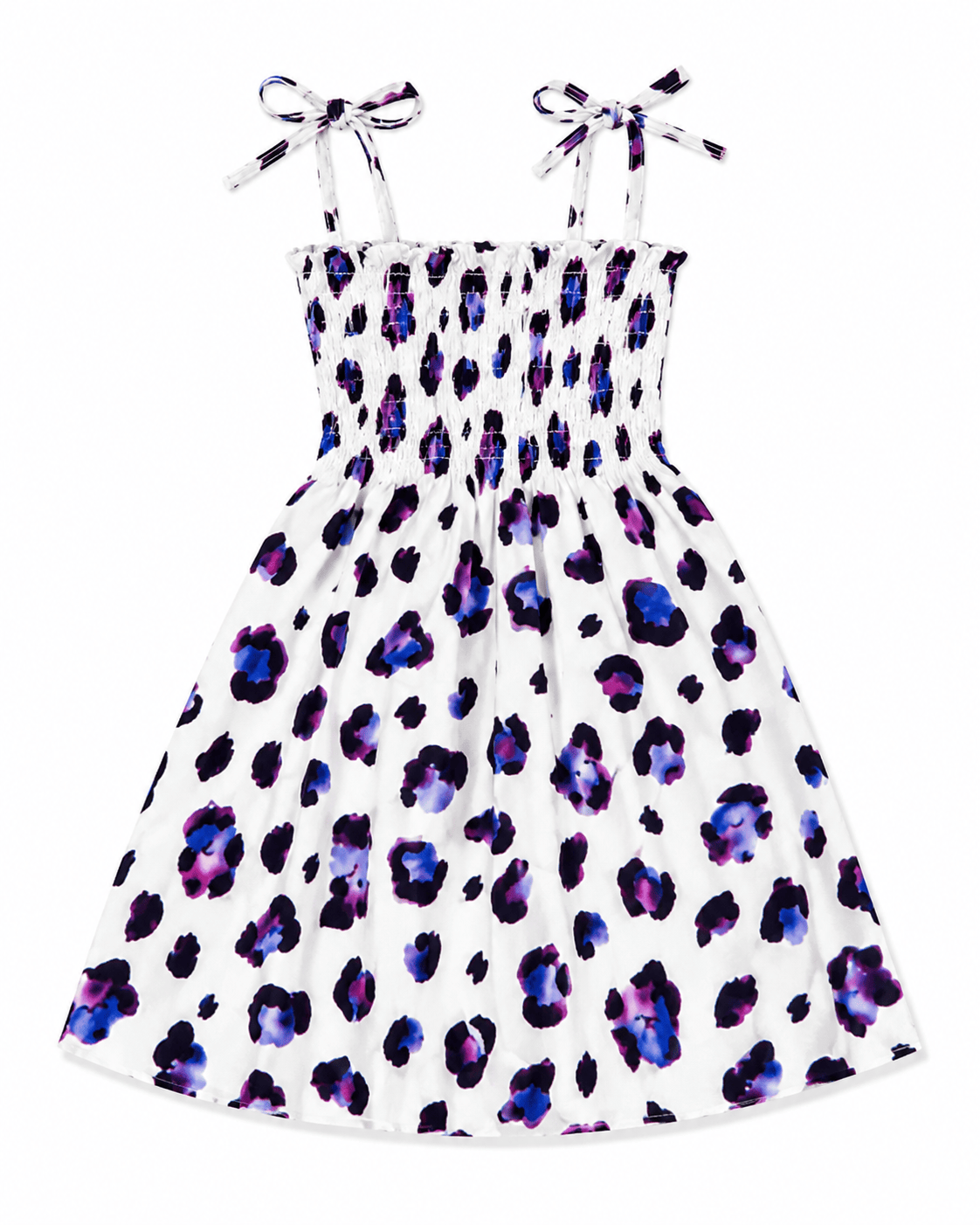 ILTEX Apparel Kids Clothing Girl's Ruched Purple Cheetah Sundress