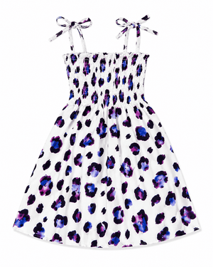ILTEX Apparel Kids Clothing Girl's Ruched Purple Cheetah Sundress