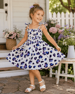 ILTEX Apparel Kids Clothing Girl's Ruched Purple Cheetah Sundress
