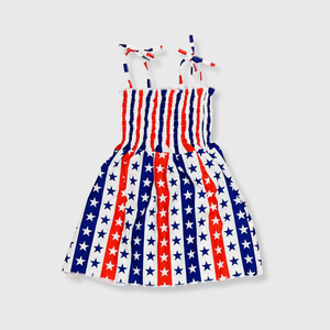 ILTEX Apparel Kids Clothing Girl's Ruched Stars & Stripes Sundress