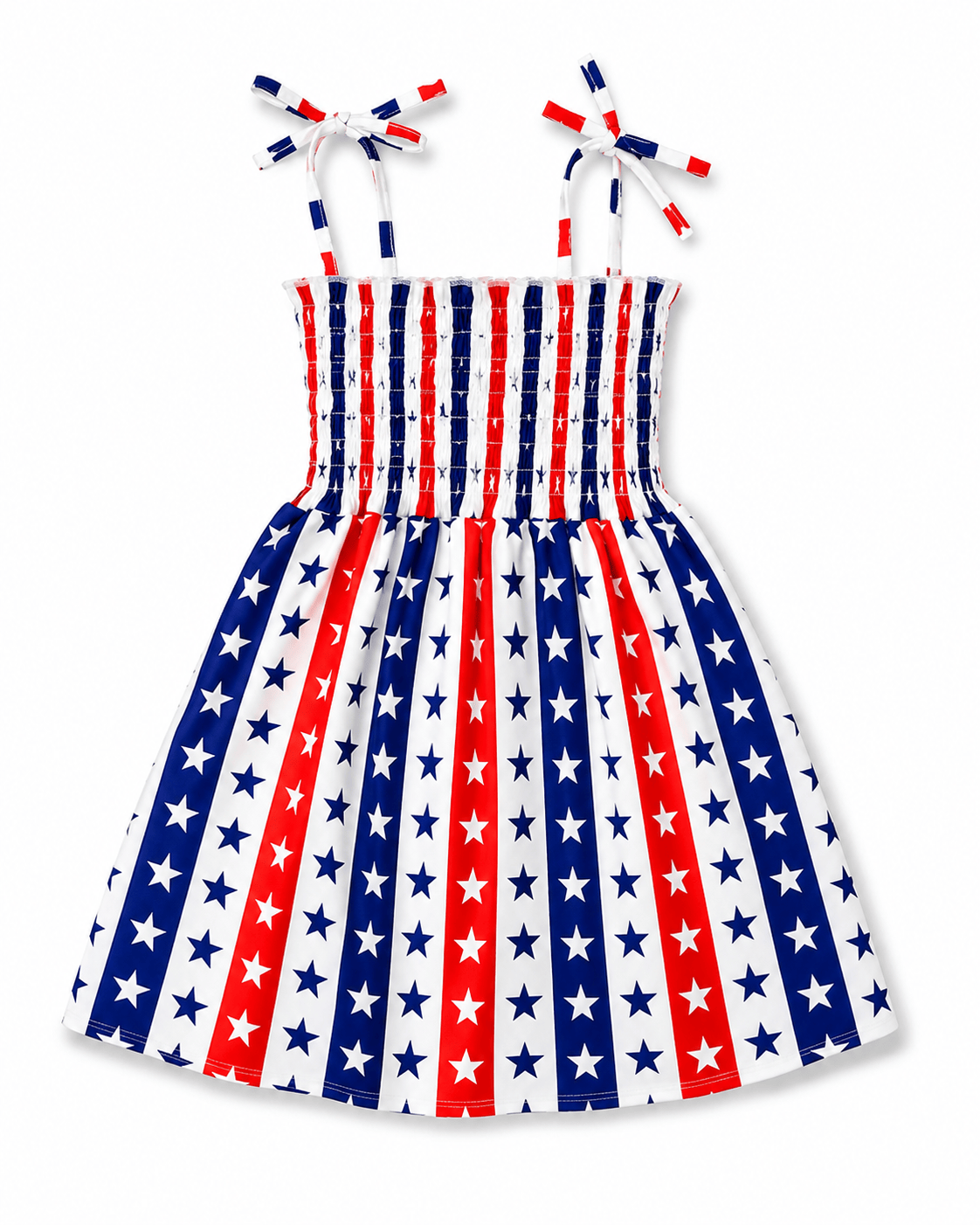 ILTEX Apparel Kids Clothing Girl's Ruched Stars & Stripes Sundress