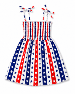 ILTEX Apparel Kids Clothing Girl's Ruched Stars & Stripes Sundress