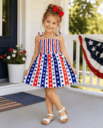 ILTEX Apparel Kids Clothing Girl's Ruched Stars & Stripes Sundress