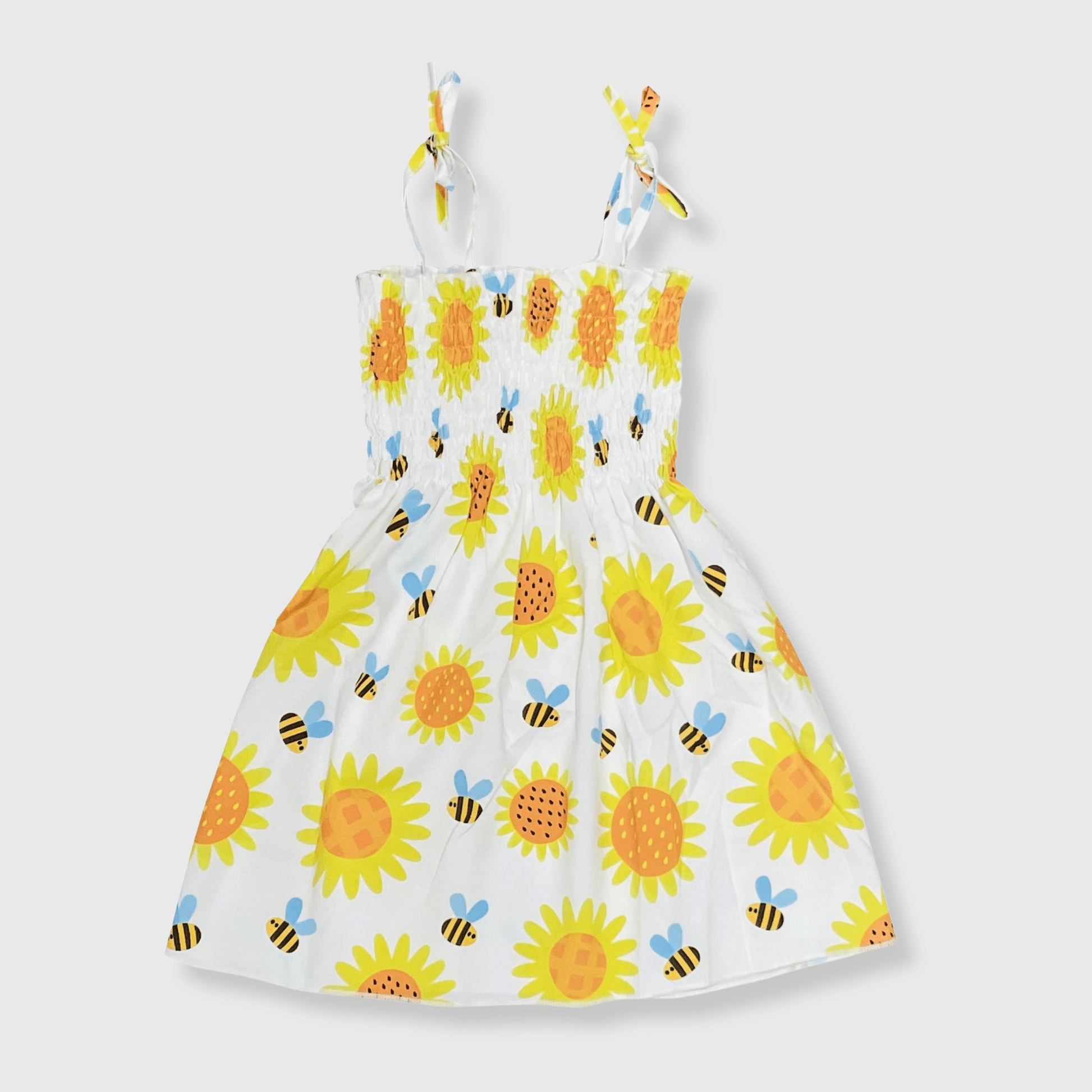 ILTEX Apparel Kids Clothing Girl's Ruched Sunflower Bee Sundress