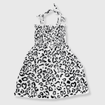 ILTEX Apparel Kids Clothing Girl's Ruched White Black Cheetah Sundress