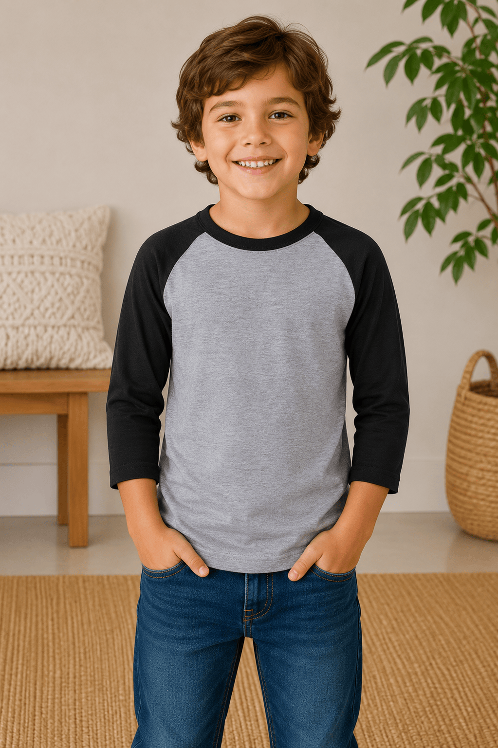 ILTEX Apparel Kids Clothing Gray/Black / 6 Months Kids 3/4 Sleeve Raglan Baseball T-Shirt – 25+ Colors