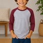 ILTEX Apparel Kids Clothing Gray/Maroon / 6 Months Kids 3/4 Sleeve Raglan Baseball T-Shirt – 25+ Colors